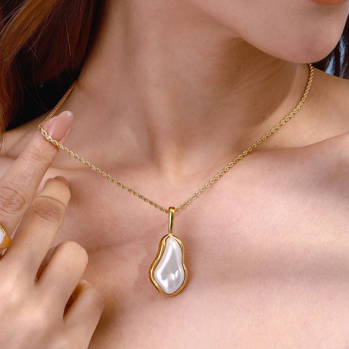 Large Pearl Stone Necklace